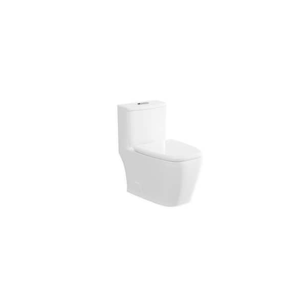 Eviva Acadia 1-Piece 1.28 GPF Dual Flush Elongated Toilet in Glossy White