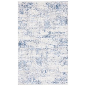 Amelia Doormat 2 ft. x 4 ft. Ivory/Blue Abstract Distressed Area Rug