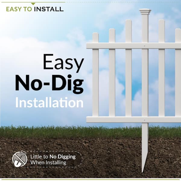 Zippity Outdoor Products Madison No-Dig Vinyl Garden Picket Fence Panel Kit (2-Pack) 2.5 ft x 4.7 ft