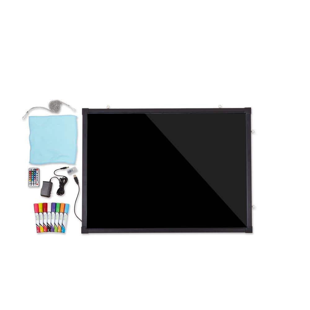 24" x 32" Black LED Illuminated Hanging Message Board