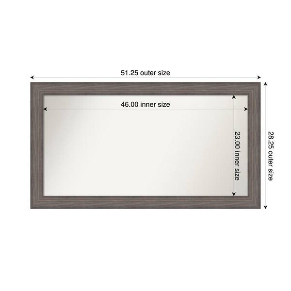Amanti Art Country Barnwood 51.25 in. W. x 28.25 in. Custom Non-Beveled Wood Framed Bathroom Vanity Wall Mirror