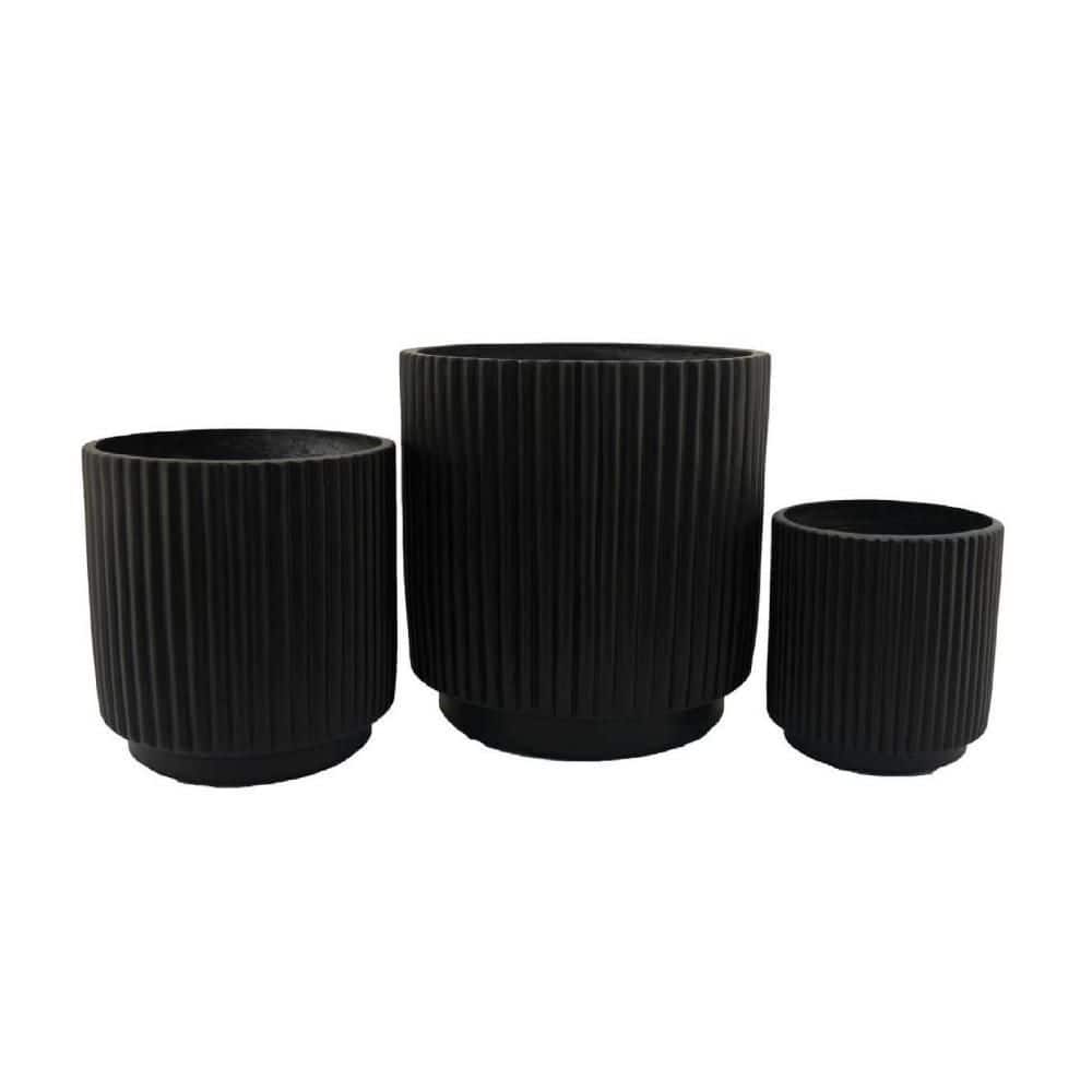 Elly Black Indoor Resin Round Planter with Outdoor Compatibility (16.25 in. W x 15.5 in. H ) (Set of 3) price history on PriceWatchPro