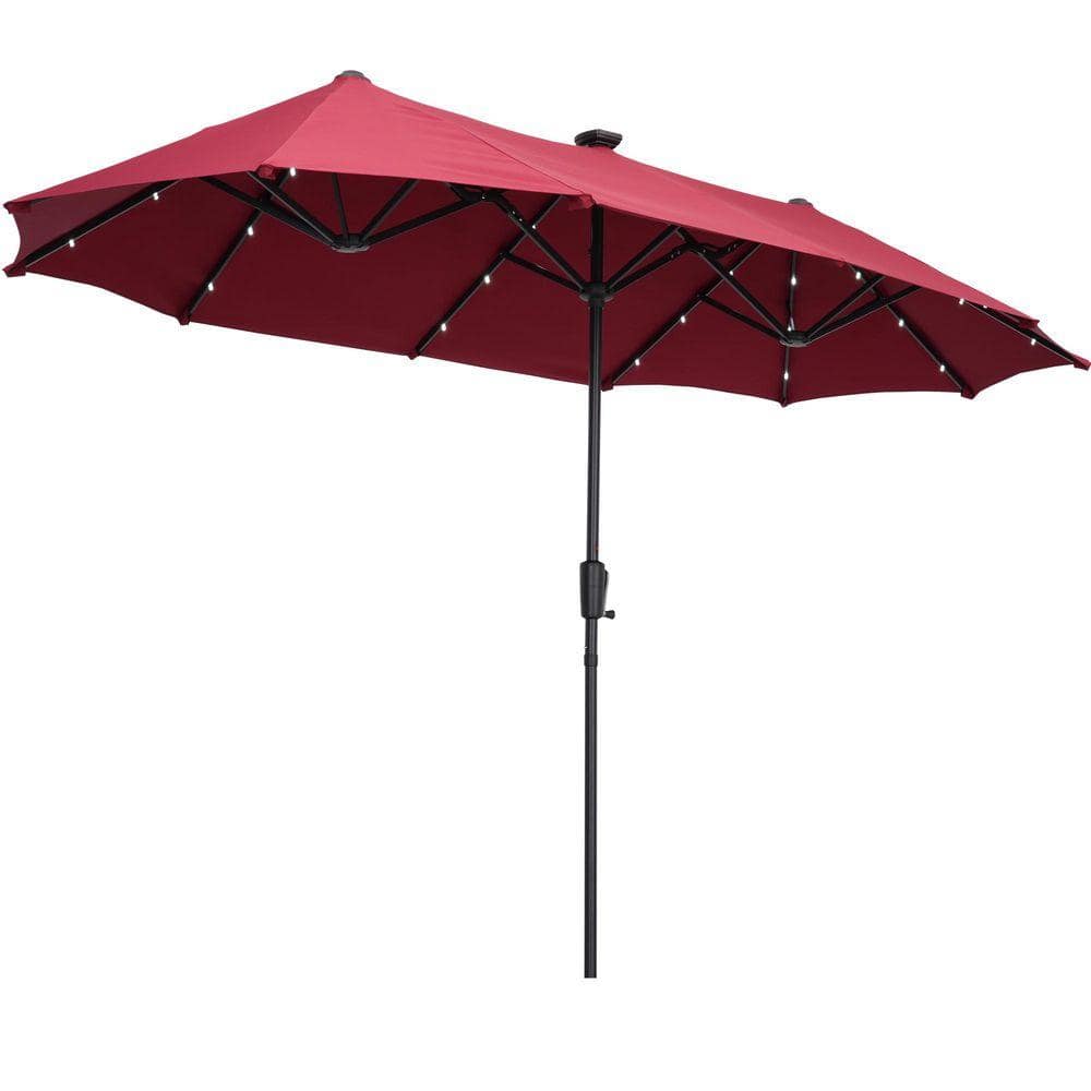 Ainfox 13 ft. Steel Market Solar Patio Umbrella Double-Side with