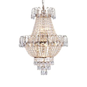 7-Light Gold Crystal Island Circle Chandelier for Living Room Dining Room Bedroom Hallway with No Bulbs Included