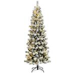 7.5 ft. Pre-Lit LED White Snow Flocked Artificial Christmas Tree with 300 Multi-Color LED Light and Remote Control