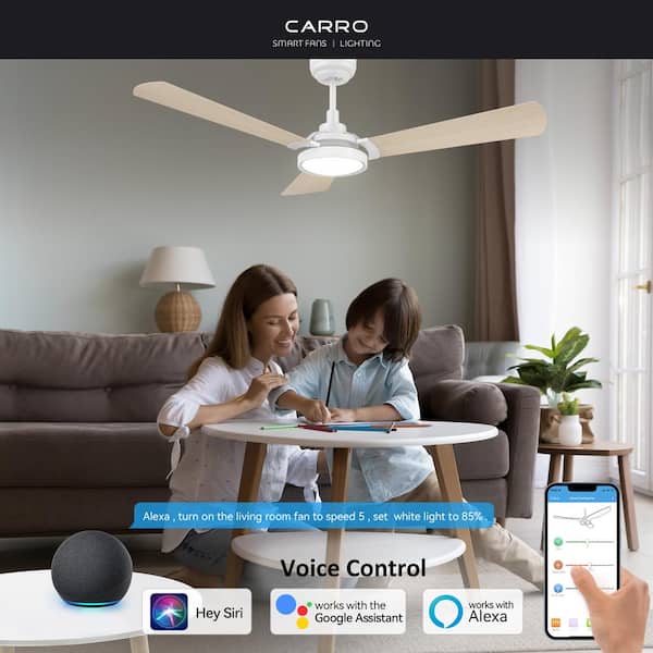 Veter 52 in. Dimmable LED Indoor/Outdoor White Smart Ceiling Fan with Light and Remote, Works with Alexa/Google Home