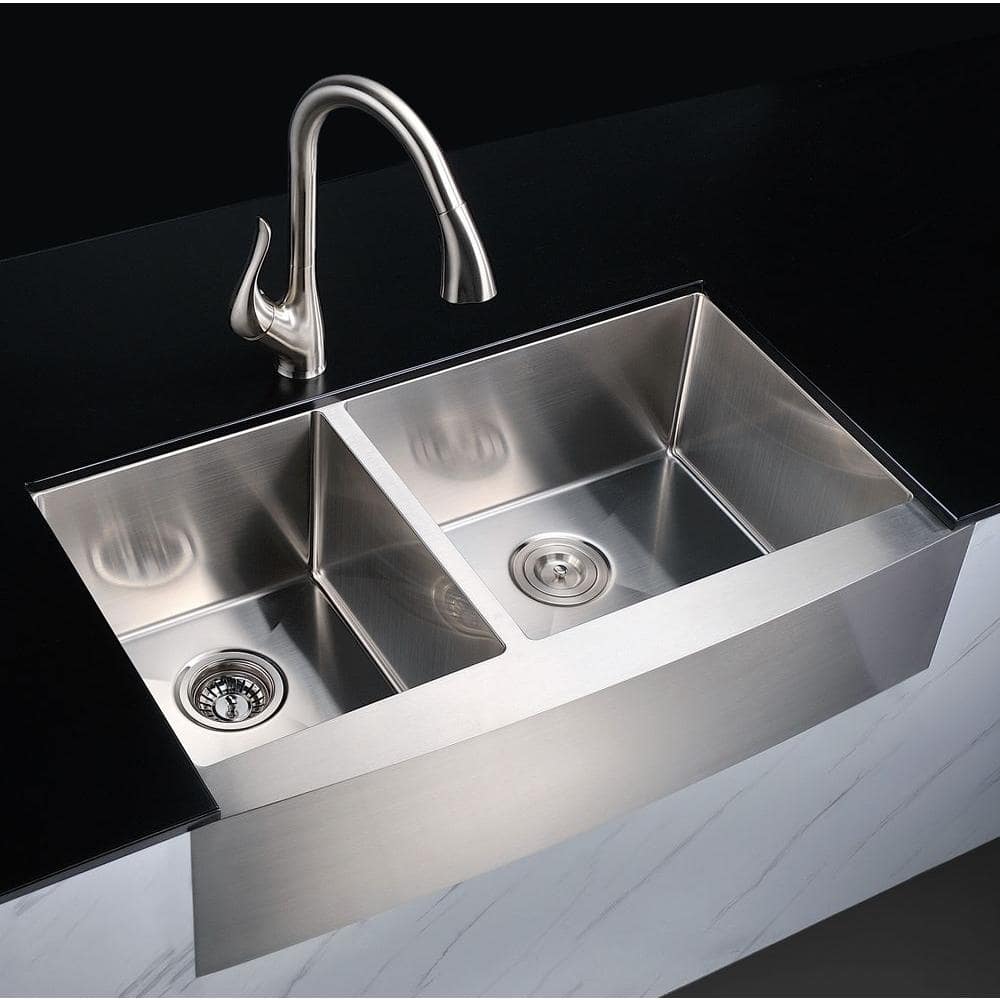 Elysian 36'' Stainless Steel Farmhouse Double Bowl Kitchen Sink