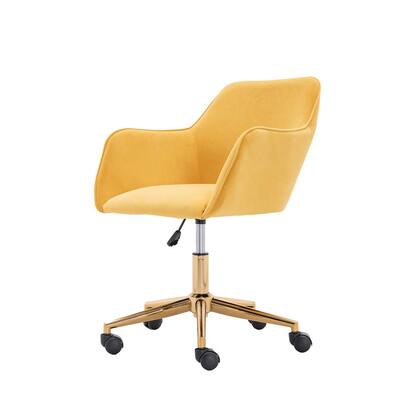 Yellow Velvet Side Chair with Wheels