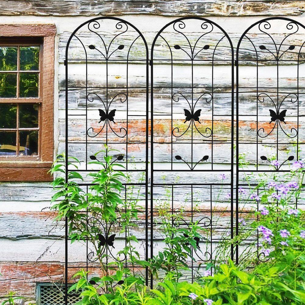 86.7 in. Black Metal Garden Trellis for Climbing Plants Rustproof Outdoor Flower Support (4-Pack) price history on PriceWatchPro