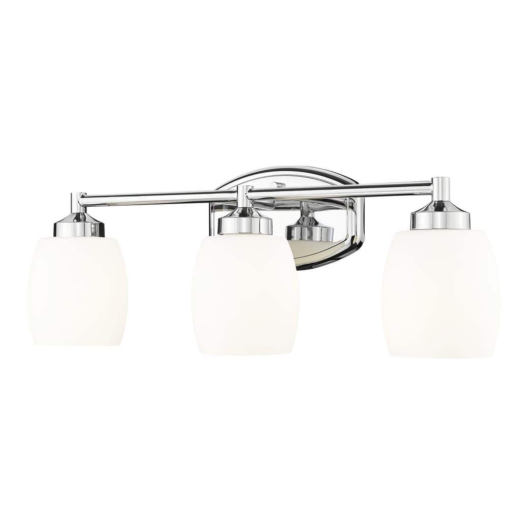 Kendrick 23 in. 3-Light Chrome Vanity-Light with Matte Opal Glass Shade