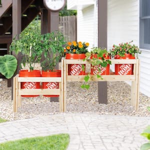 69 in. x 16 in. x 30 in 2-Tiers 5-Bucket Elevated Unfinished Wood Cedar Garden Frame Raised Beds