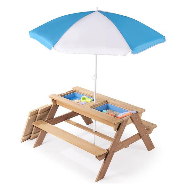 爆買い 英語 37 BTMWAY in. Wood Brown Natural Rectangular Kids 3-in-1 W テーブル・チェア・ハンモック