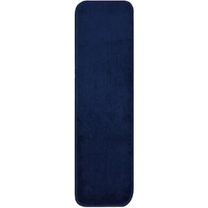 Comfy Collection Navy Blue 8 ½ inch x 30 inch Indoor Carpet Stair Treads Slip Resistant Backing (Set of 13)