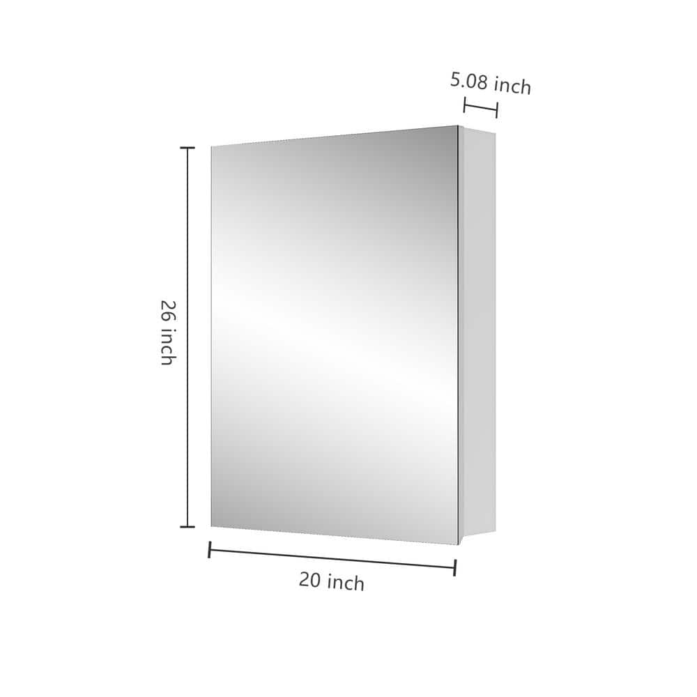 20 in. W x 26 in. H Rectangular Wood Medicine Cabinet with Mirror, Bathroom