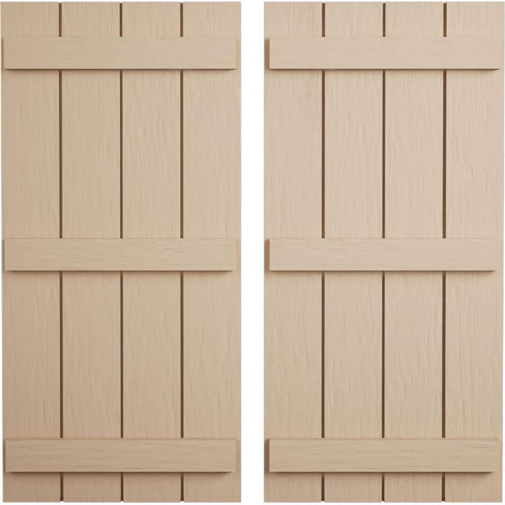 22 in. x 64 in. Timberthane Polyurethane 4-Board Joined Board-n-Batten Rough Sawn Faux Wood Shutters Pair price history on PriceWatchPro
