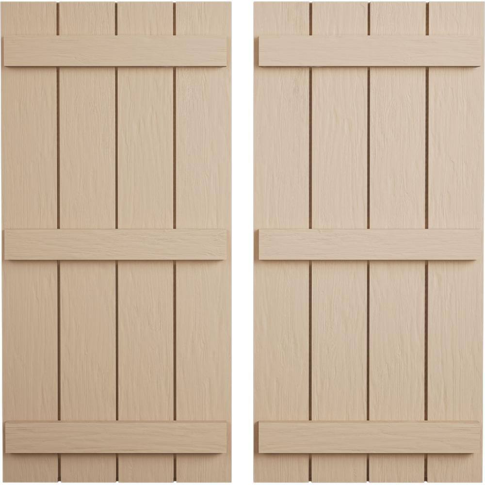 22 in. x 86 in. Timberthane Polyurethane 4-Board Joined Board-n-Batten Rough Sawn Faux Wood Shutters Pair price history on PriceWatchPro