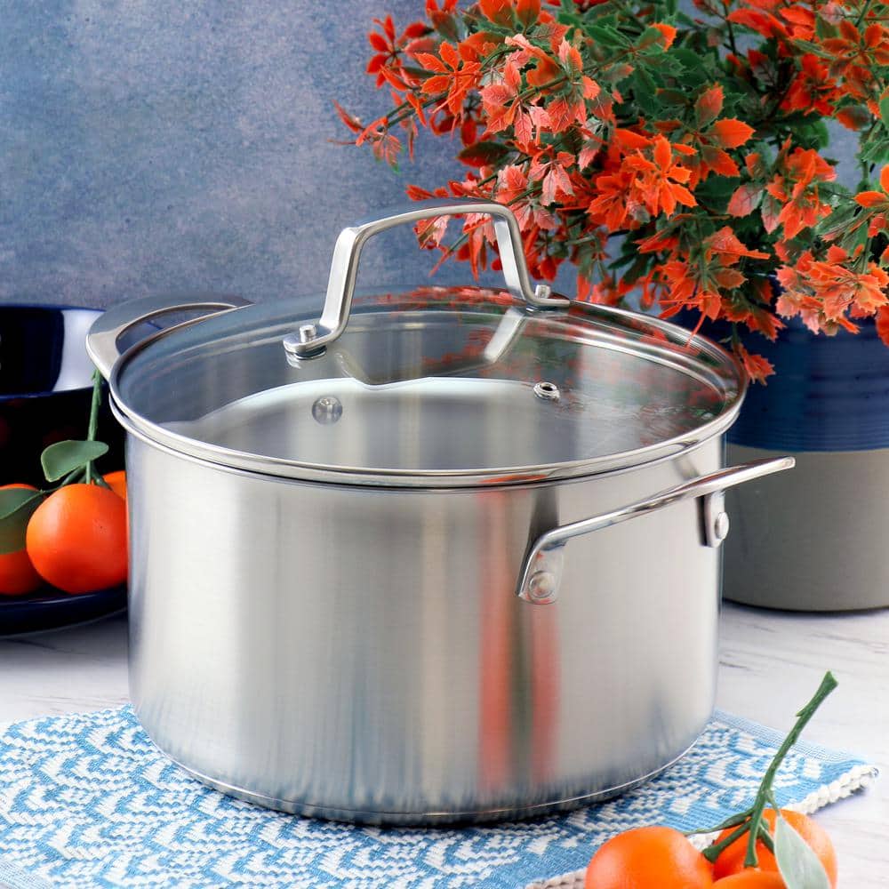 5 Quart Stainless Steel Dutch Oven with Vented Glass Lid