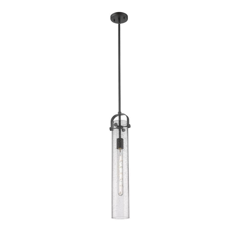 Innovations Pilaster 100Watt 1 Light Matte Black Shaded Pendant Light