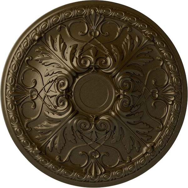 Ekena Millwork 26" x 3" Tristan Urethane Ceiling Medallion (Fits Canopies up to 5-1/2"), Brass
