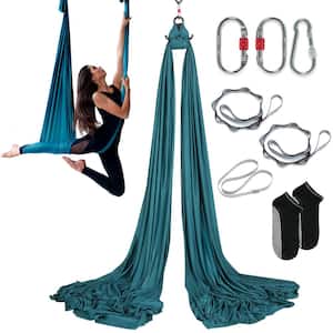 Aerial Yoga Hammock and Swing 5.5 Yards Aerial Yoga Starter Kit with 100gsm Nylon Fabric, Green