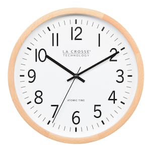 12.8 in. Beech Wood Atomic Analog Wall Clock