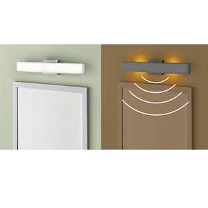Collier Heights 24 in. Chrome Curved Selectable LED Bathroom Vanity Light Bar Flush Mount with Night Light Feature