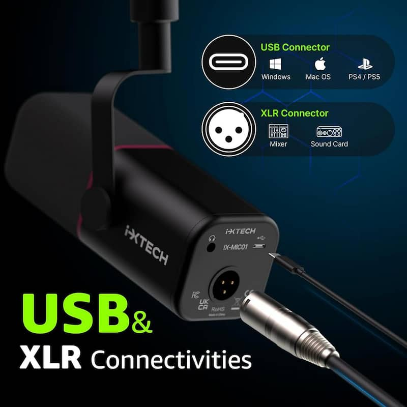 USB/XLR Dynamic Microphone with Mic Cover for Podcasting, Streaming, Recording, Gaming and Voice-Over