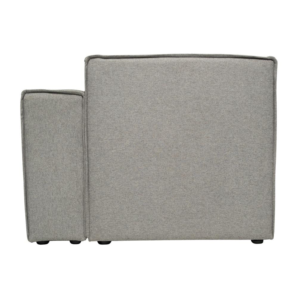 Gray Fabric Modular Right Armrest Side Chair with Solid Wood Frame