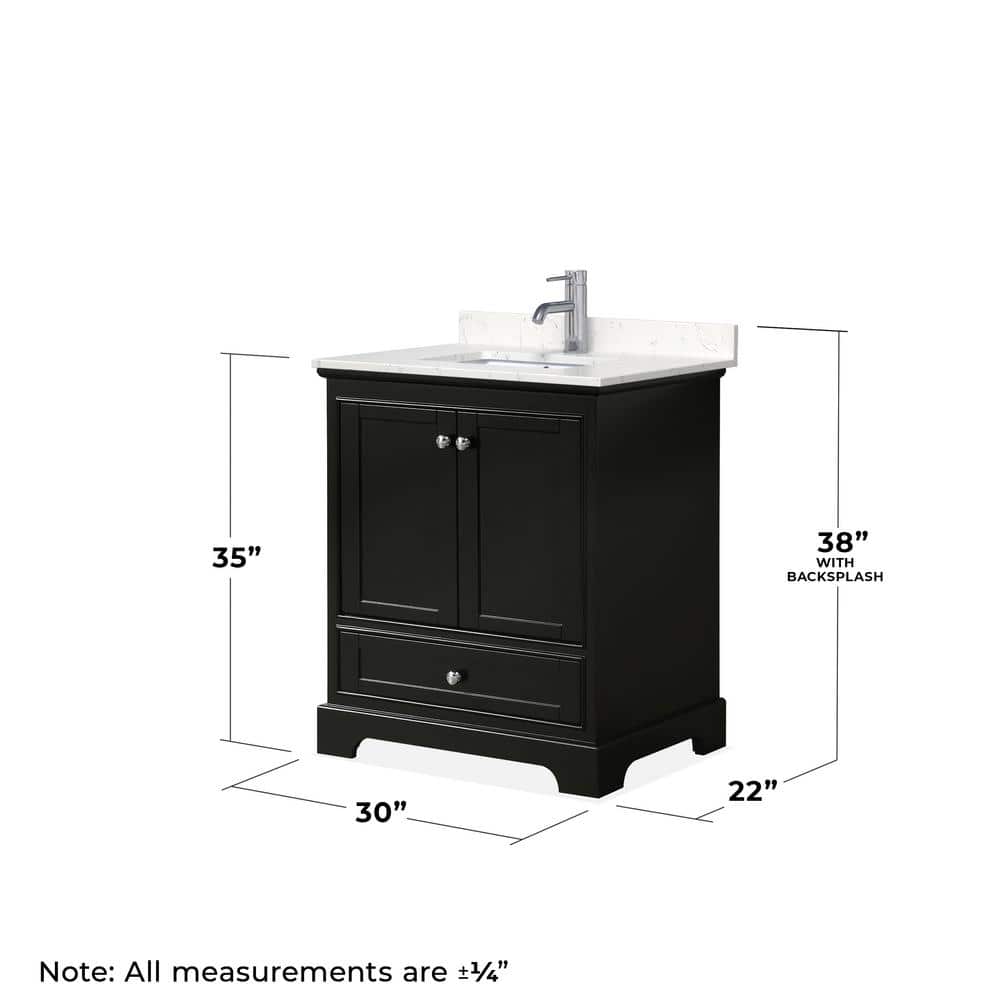 Deborah 30" Dark Espresso Bathroom Vanity with Carrara Marble Top