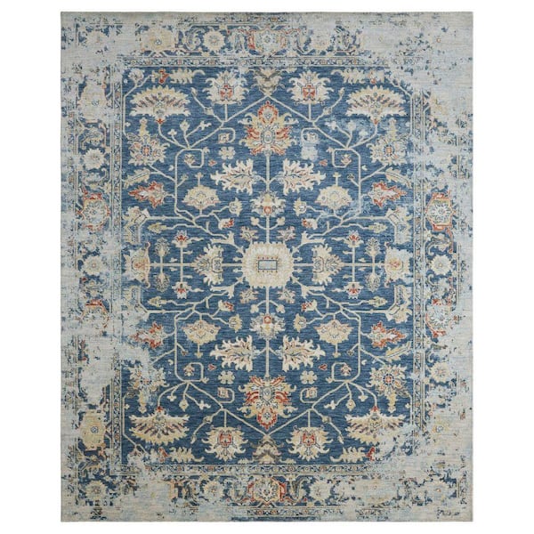 Blooma 2 ft. x 3 ft. Antique Denim Abstract Washable Area Rug