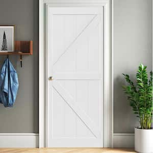 32 in. x 84 in. White Primed K Style Solid Core Wood Interior Slab Door, MDF, Barn Door Slab