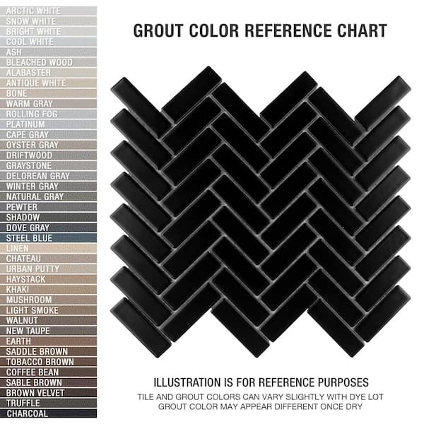 Metro Brick Herringbone Matte Black 10-5/8 in. x 12-1/2 in. Porcelain Mosaic Tile (9.4 sq. ft./Case)