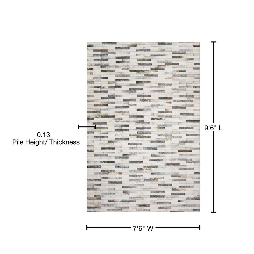 Ivory and Gray Rectangular Cowhide Patchwork Area Rug 8' x 10'