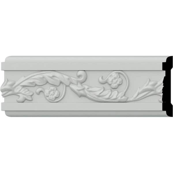 Ekena Millwork SAMPLE - 3/4 in. x 12 in. x 3-3/8 in. Urethane Medway Running Floral Chair Rail Moulding
