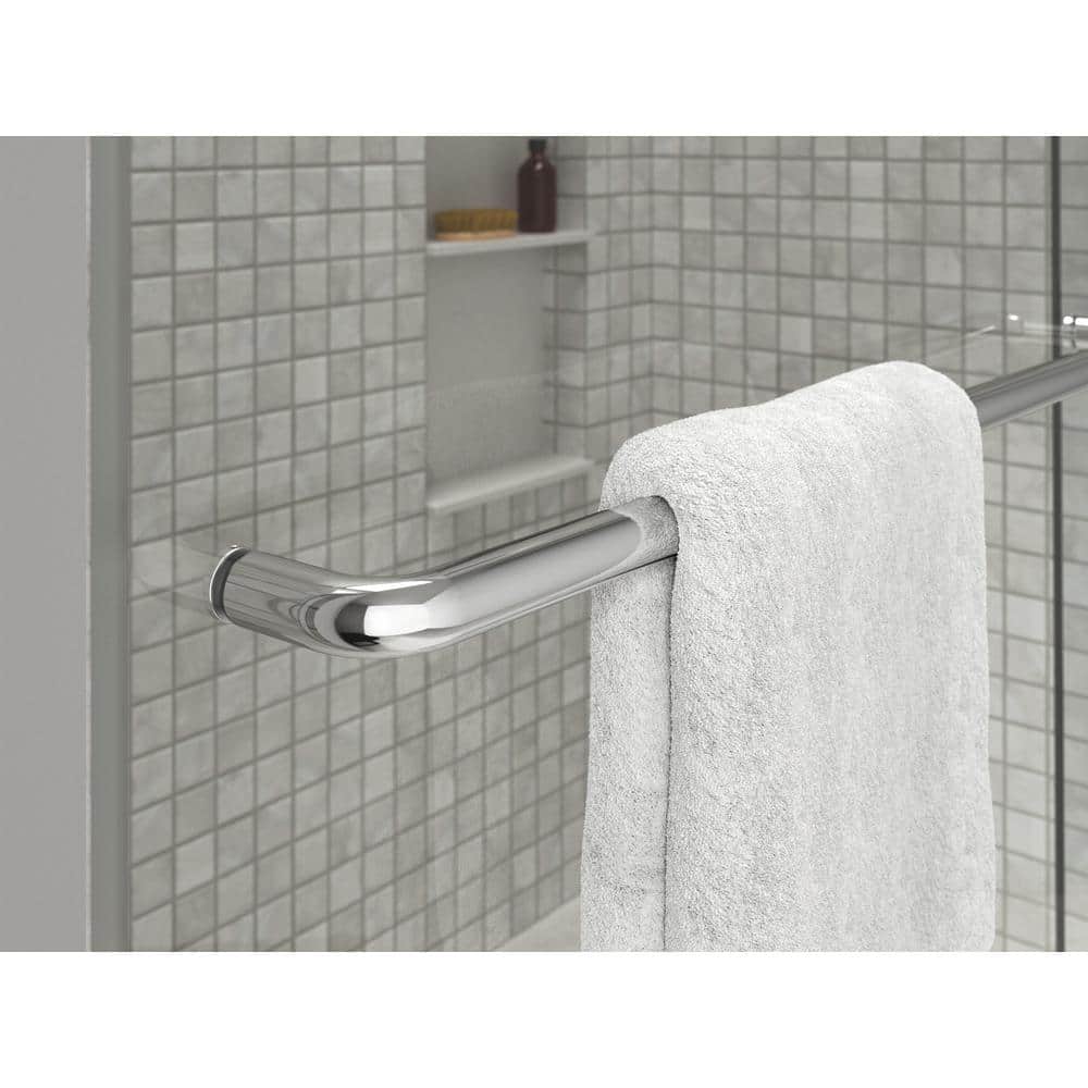Bright Silver Frameless Sliding Shower Door with Clear Glass