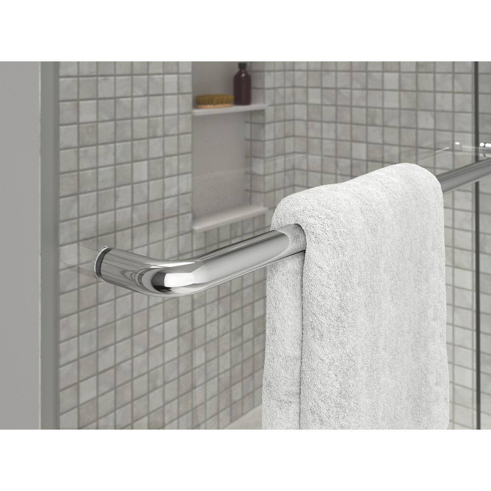 Elate Bright Silver Frameless Sliding Shower Door with Crystal Clear Glass