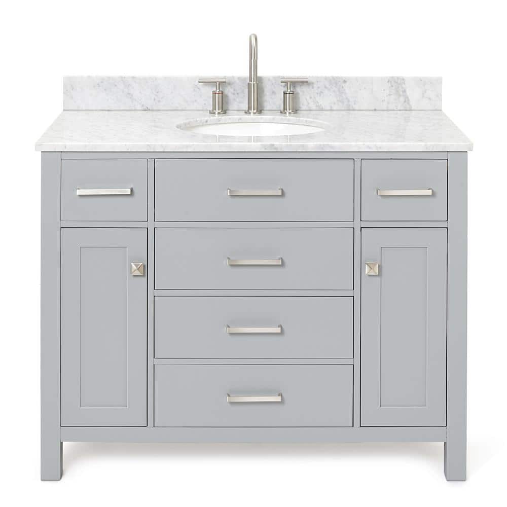 Gray Freestanding Single Vanity with Marble Top
