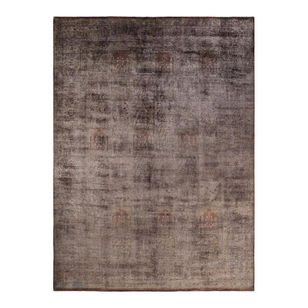 Solo Rugs One-of-a-Kind Contemporary Brown 10 ft. x 14 ft. Hand Knotted ...