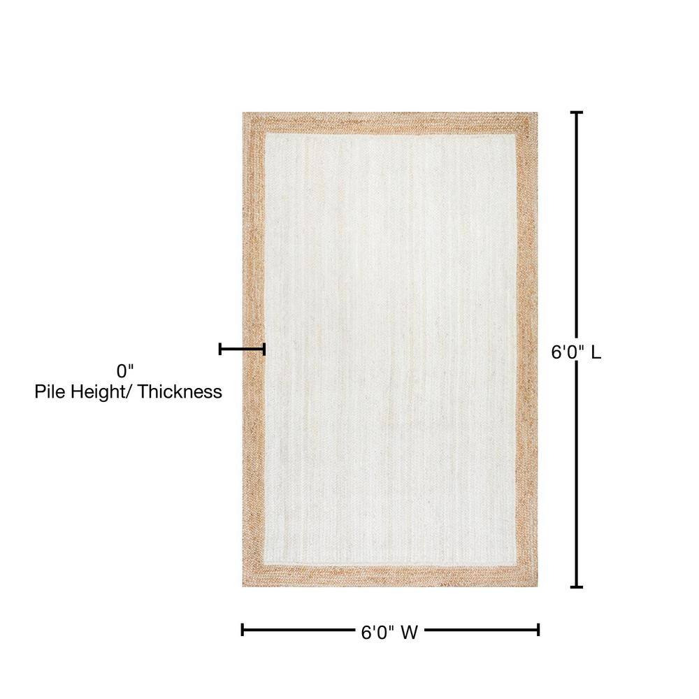 Eleonora White and Beige Braided Jute Square Rug