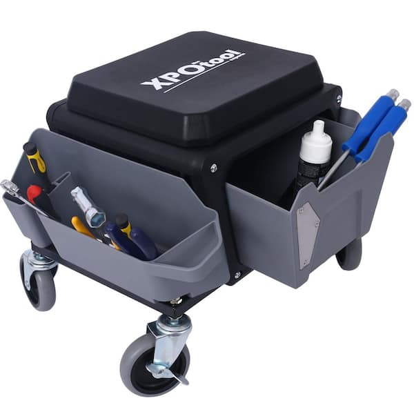 Ami 330LB Heavy Duty Mechanic Stool with Wheels Rubber Cushion Gray