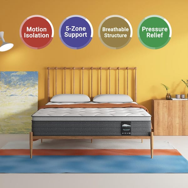 Full Medium Breathable Memory Foam 5-Zone Innerspring Pillow Top 8in. Classic Hybrid Mattress