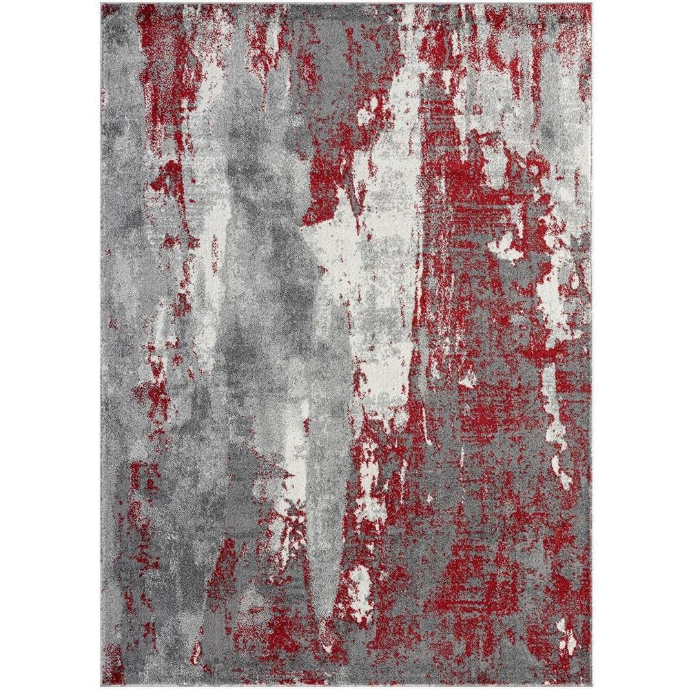 Red 5 ft. x 7 ft. Abstract Indoor/Outdoor Polypropylene Area Rug