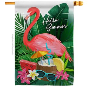28 in. x 40 in. Flamingo Summer Coastal House Flag Double-Sided Decorative Vertical Flags