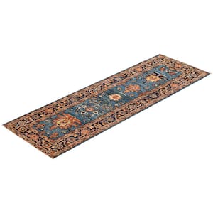 Serapi One-of-a-Kind Traditional Light Blue 2 ft. x 7 ft. Runner Hand Knotted Tribal Area Rug