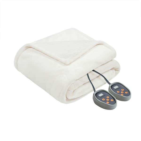 Beautyrest 84 in. x 90 in. Heated Microlight to Berber Ivory Queen