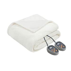 100 in. x 90 in. Heated Microlight to Berber Ivory King Blanket