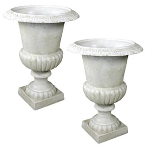 Chteau Elaine 26 in. H Large Ancient Ivory Authentic Cast Iron Garden Urn (Set of 2)