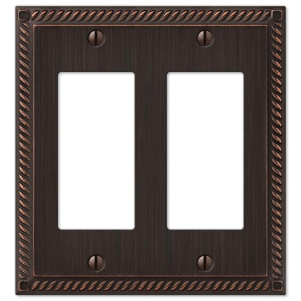 AMERELLE Georgian 2 Gang Rocker Metal Wall Plate - Aged Bronze