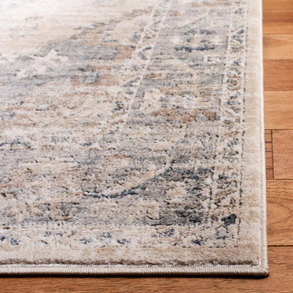 Beige and Gray Floral Medallion 8' x 10' Area Rug