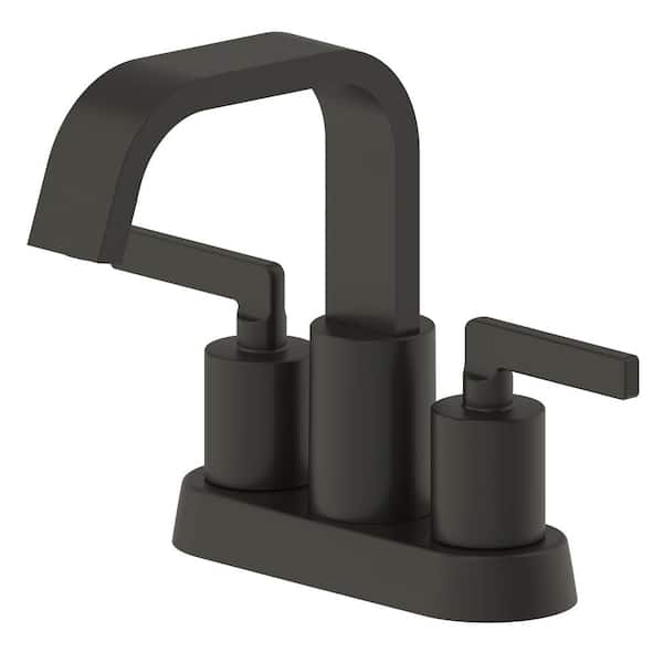 Fontaine by Italia Saint-Lazare 4 in. Centerset Bathroom Faucet with Ribbon Spout in Matte Black